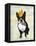 Boston Terrier and Crown-Fab Funky-Framed Stretched Canvas