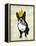 Boston Terrier and Crown-Fab Funky-Framed Stretched Canvas