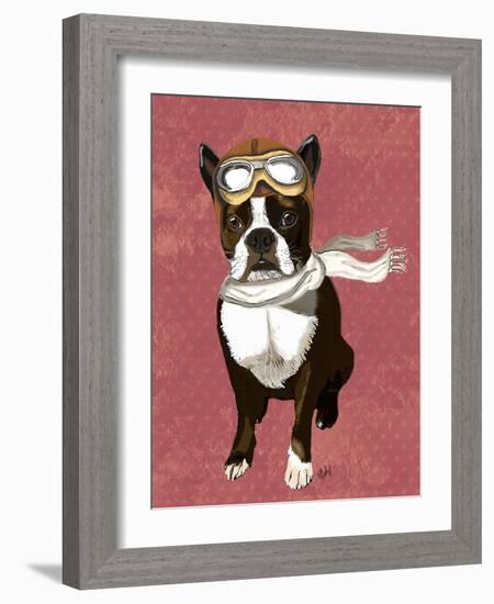 Boston Terrier Flying Ace-Fab Funky-Framed Art Print