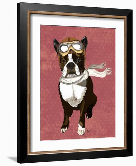 Boston Terrier Flying Ace-Fab Funky-Framed Art Print