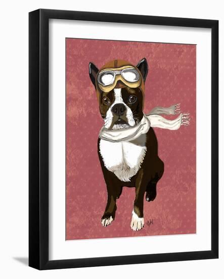 Boston Terrier Flying Ace-Fab Funky-Framed Art Print