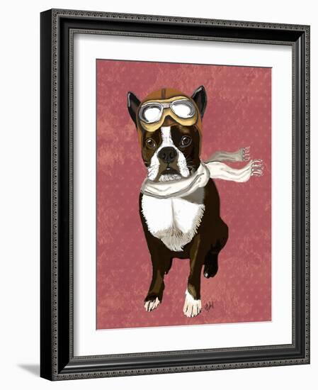 Boston Terrier Flying Ace-Fab Funky-Framed Art Print