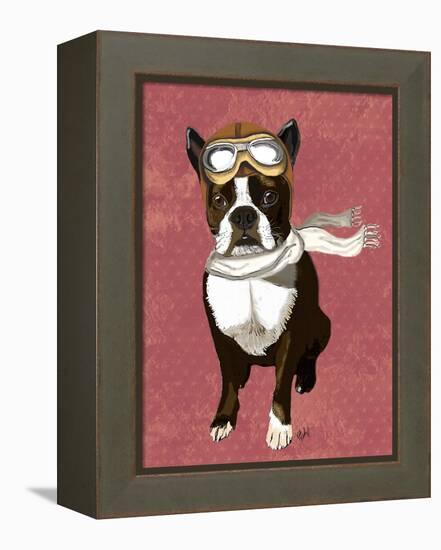 Boston Terrier Flying Ace-Fab Funky-Framed Stretched Canvas