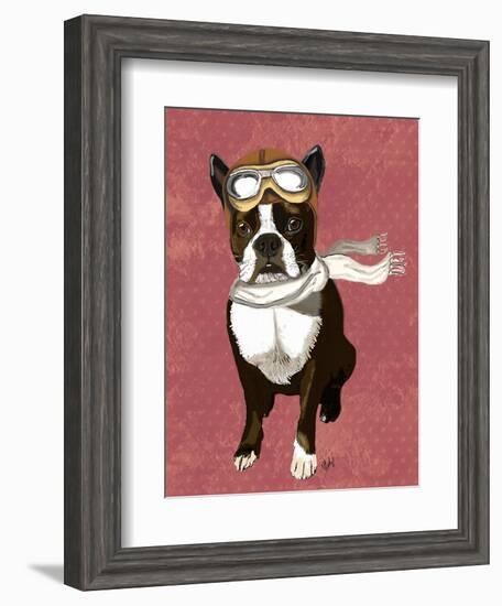 Boston Terrier Flying Ace-Fab Funky-Framed Art Print