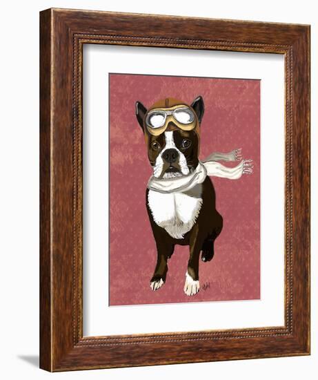 Boston Terrier Flying Ace-Fab Funky-Framed Art Print