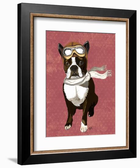 Boston Terrier Flying Ace-Fab Funky-Framed Art Print