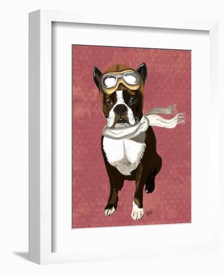 Boston Terrier Flying Ace-Fab Funky-Framed Art Print