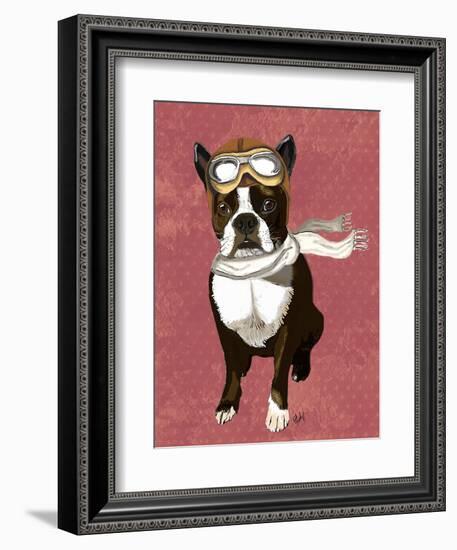 Boston Terrier Flying Ace-Fab Funky-Framed Art Print