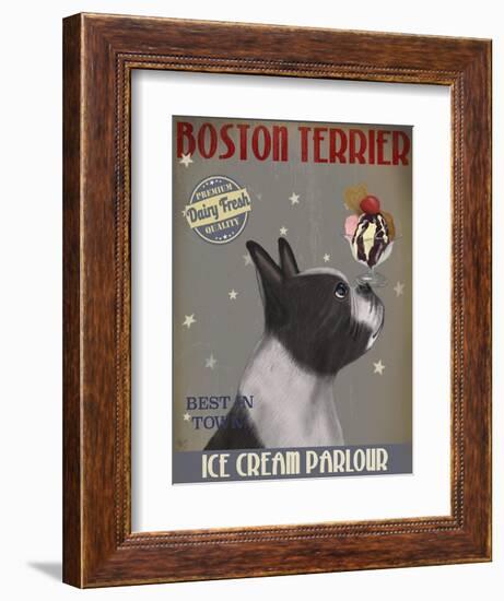 Boston Terrier Ice Cream-Fab Funky-Framed Art Print