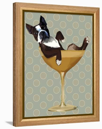 Boston Terrier in Cocktail Glass-Fab Funky-Framed Stretched Canvas