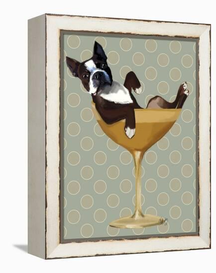 Boston Terrier in Cocktail Glass-Fab Funky-Framed Stretched Canvas