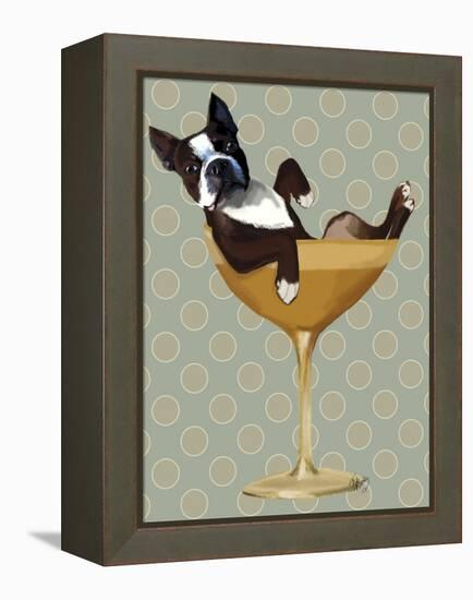 Boston Terrier in Cocktail Glass-Fab Funky-Framed Stretched Canvas