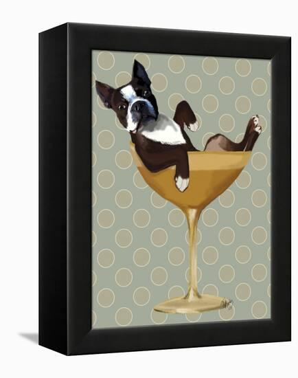 Boston Terrier in Cocktail Glass-Fab Funky-Framed Stretched Canvas