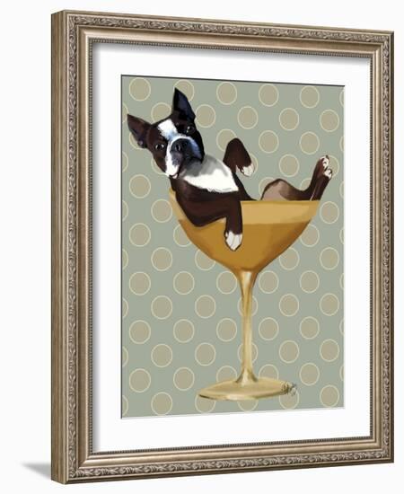 Boston Terrier in Cocktail Glass-Fab Funky-Framed Premium Giclee Print