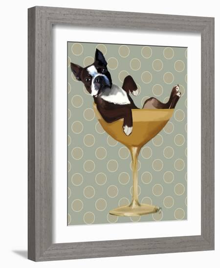 Boston Terrier in Cocktail Glass-Fab Funky-Framed Premium Giclee Print