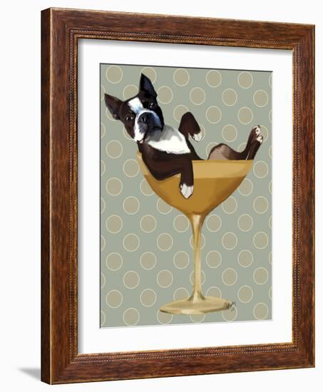 Boston Terrier in Cocktail Glass-Fab Funky-Framed Premium Giclee Print