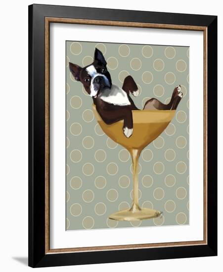 Boston Terrier in Cocktail Glass-Fab Funky-Framed Premium Giclee Print