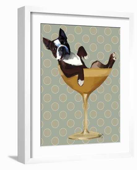 Boston Terrier in Cocktail Glass-Fab Funky-Framed Premium Giclee Print