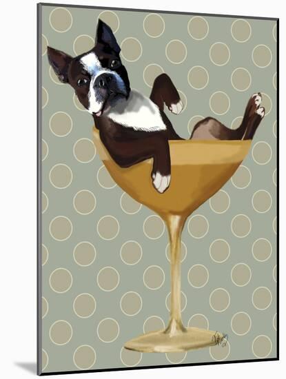 Boston Terrier in Cocktail Glass-Fab Funky-Mounted Premium Giclee Print