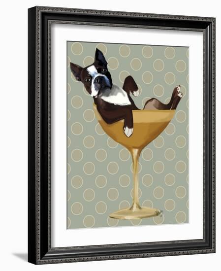 Boston Terrier in Cocktail Glass-Fab Funky-Framed Premium Giclee Print