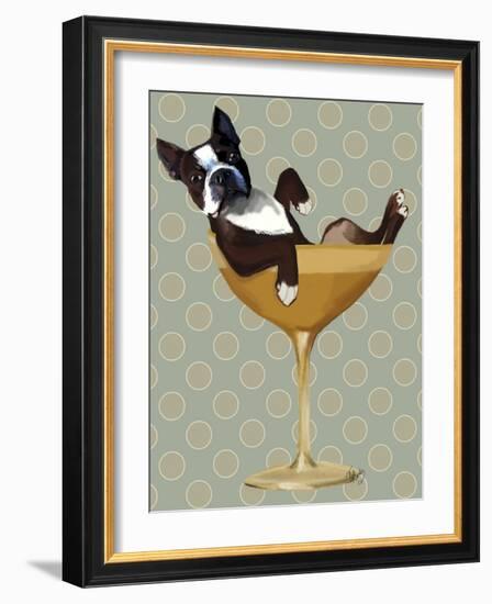 Boston Terrier in Cocktail Glass-Fab Funky-Framed Premium Giclee Print