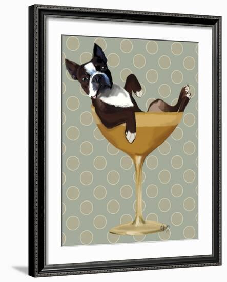 Boston Terrier in Cocktail Glass-Fab Funky-Framed Premium Giclee Print