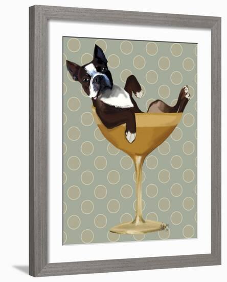 Boston Terrier in Cocktail Glass-Fab Funky-Framed Premium Giclee Print