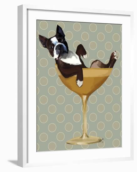 Boston Terrier in Cocktail Glass-Fab Funky-Framed Premium Giclee Print