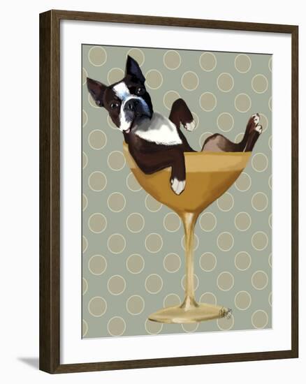 Boston Terrier in Cocktail Glass-Fab Funky-Framed Premium Giclee Print