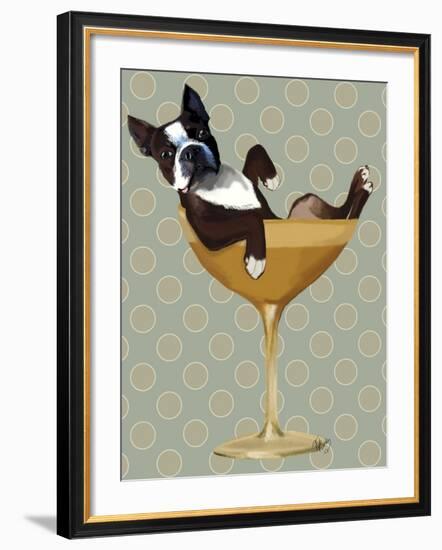 Boston Terrier in Cocktail Glass-Fab Funky-Framed Premium Giclee Print