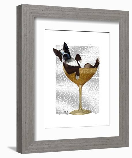 Boston Terrier in Cocktail Glass-Fab Funky-Framed Art Print