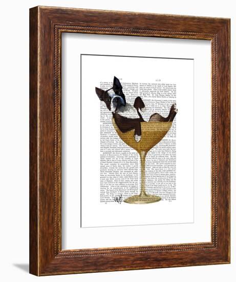 Boston Terrier in Cocktail Glass-Fab Funky-Framed Art Print