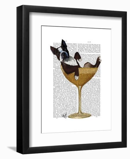 Boston Terrier in Cocktail Glass-Fab Funky-Framed Art Print