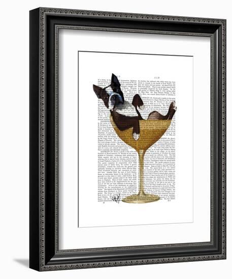 Boston Terrier in Cocktail Glass-Fab Funky-Framed Art Print