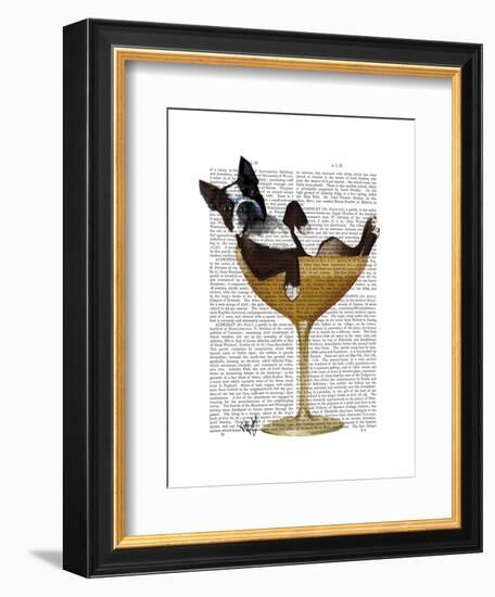 Boston Terrier in Cocktail Glass-Fab Funky-Framed Art Print