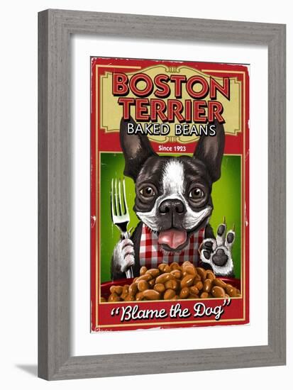 Boston Terrier - Retro Baked Beans Ad-Lantern Press-Framed Art Print