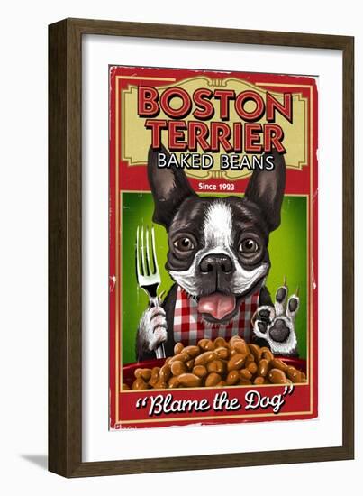 Boston Terrier - Retro Baked Beans Ad-Lantern Press-Framed Art Print