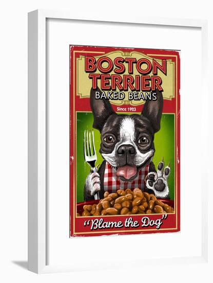 Boston Terrier - Retro Baked Beans Ad-Lantern Press-Framed Art Print