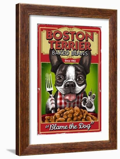 Boston Terrier - Retro Baked Beans Ad-Lantern Press-Framed Art Print