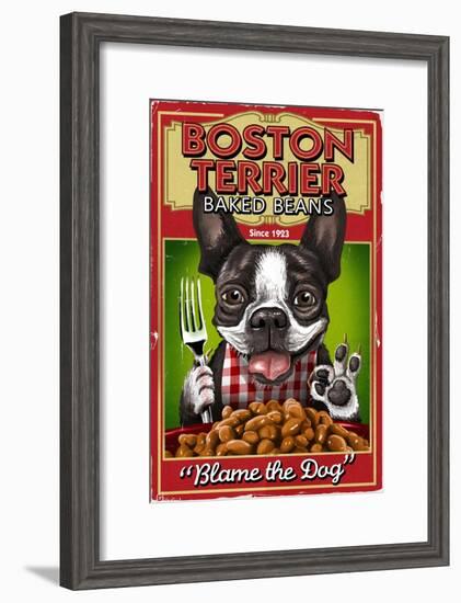Boston Terrier - Retro Baked Beans Ad-Lantern Press-Framed Art Print