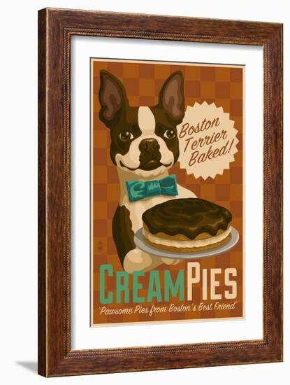 Boston Terrier - Retro Cream Pie Ad-Lantern Press-Framed Art Print