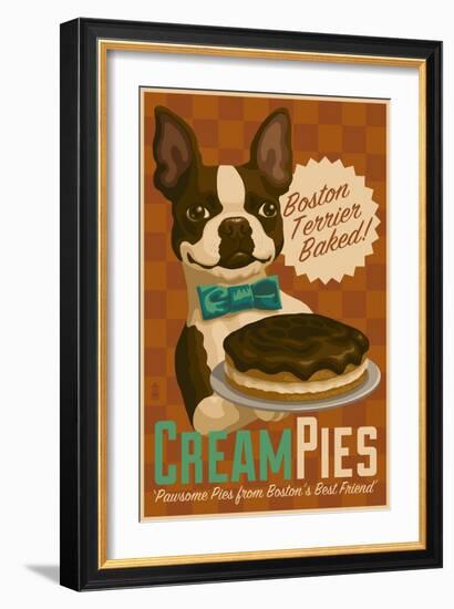Boston Terrier - Retro Cream Pie Ad-Lantern Press-Framed Art Print