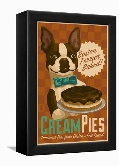 Boston Terrier - Retro Cream Pie Ad-Lantern Press-Framed Stretched Canvas