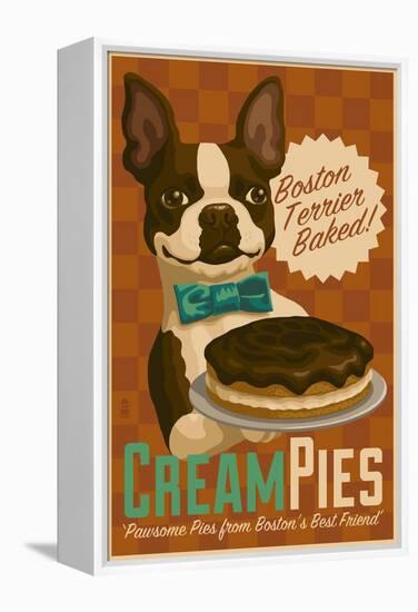 Boston Terrier - Retro Cream Pie Ad-Lantern Press-Framed Stretched Canvas