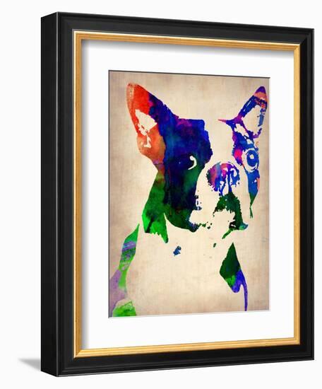 Boston Terrier Watercolor-NaxArt-Framed Art Print