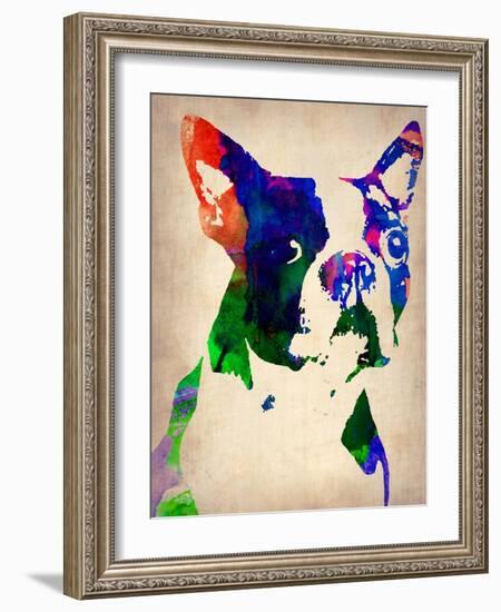 Boston Terrier Watercolor-NaxArt-Framed Art Print