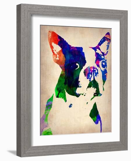 Boston Terrier Watercolor-NaxArt-Framed Art Print