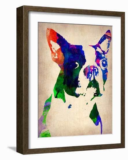 Boston Terrier Watercolor-NaxArt-Framed Art Print