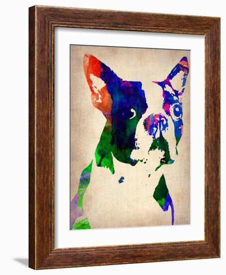 Boston Terrier Watercolor-NaxArt-Framed Art Print