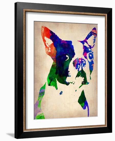 Boston Terrier Watercolor-NaxArt-Framed Art Print